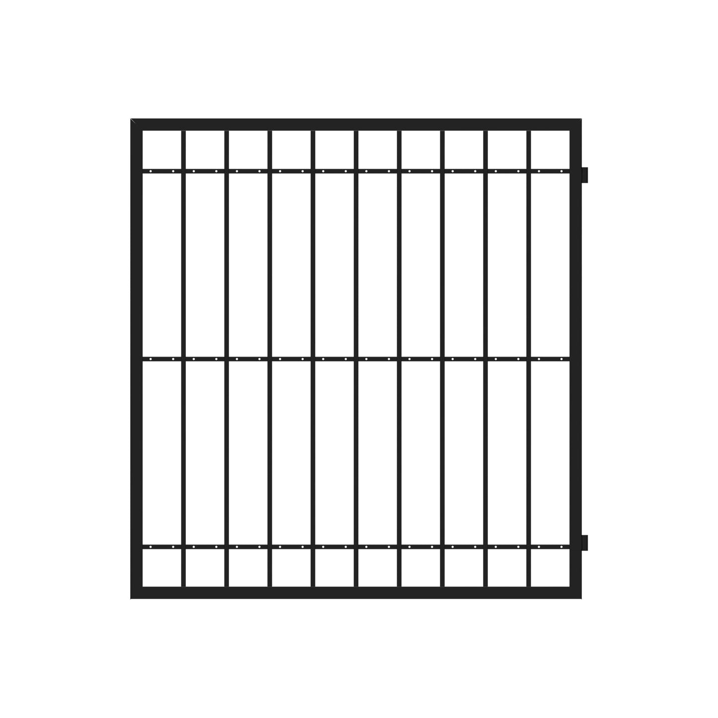 Fortress Building Products 6-1/2-ft H x 6-ft W Gloss Black Steel Spaced Picket Flat-top Privacy Standard Fence Gate