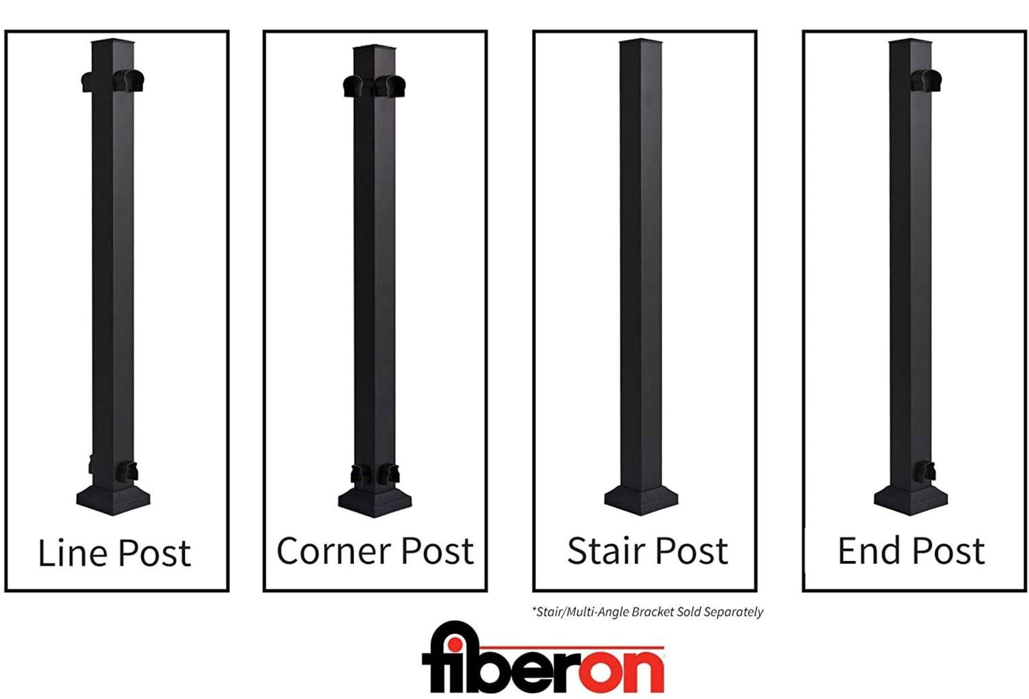 Fiberon CitySide Contemporary Matte Black Aluminum Deck Corner Post