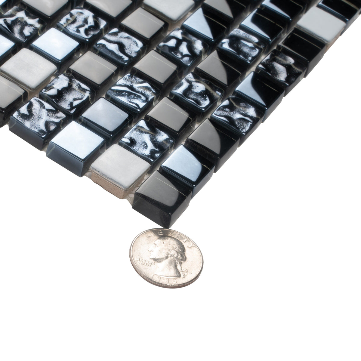 Apollo Tile (Sample) Floor and Wall Tile Dark Gray 4-in x 4-in Multi-finish Glass/Metal/Stone Marble Wall Tile