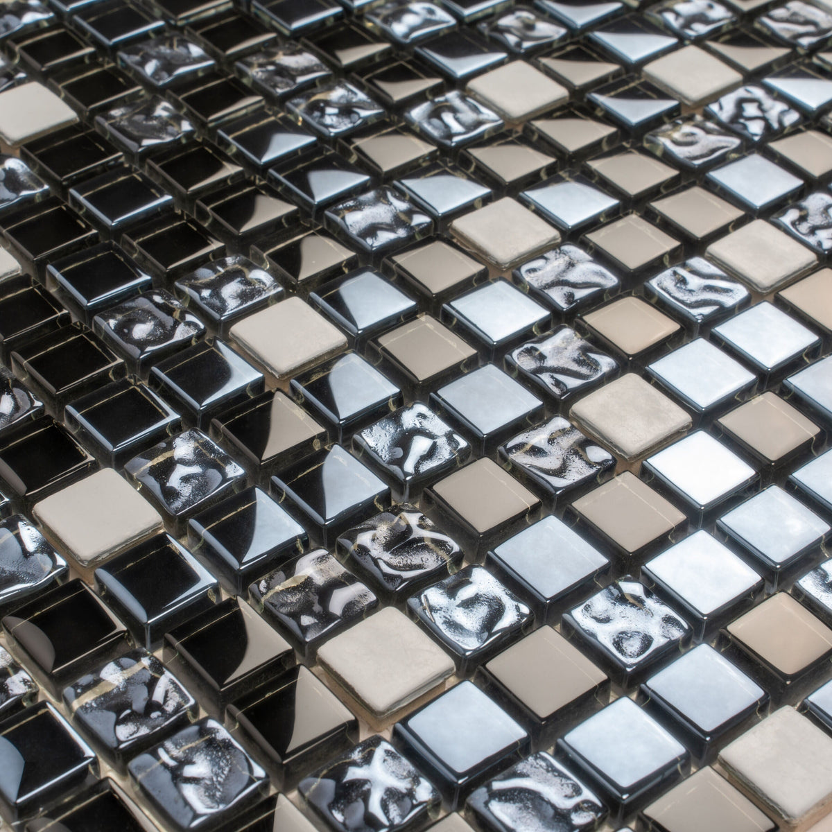 Apollo Tile (Sample) Floor and Wall Tile Dark Gray 4-in x 4-in Multi-finish Glass/Metal/Stone Marble Wall Tile