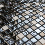 Apollo Tile (Sample) Floor and Wall Tile Dark Gray 4-in x 4-in Multi-finish Glass/Metal/Stone Marble Wall Tile