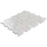 Apollo Tile (Sample) Athens White 4-in x 4-in Polished Marble Basketweave Mosaic Floor and Wall Tile