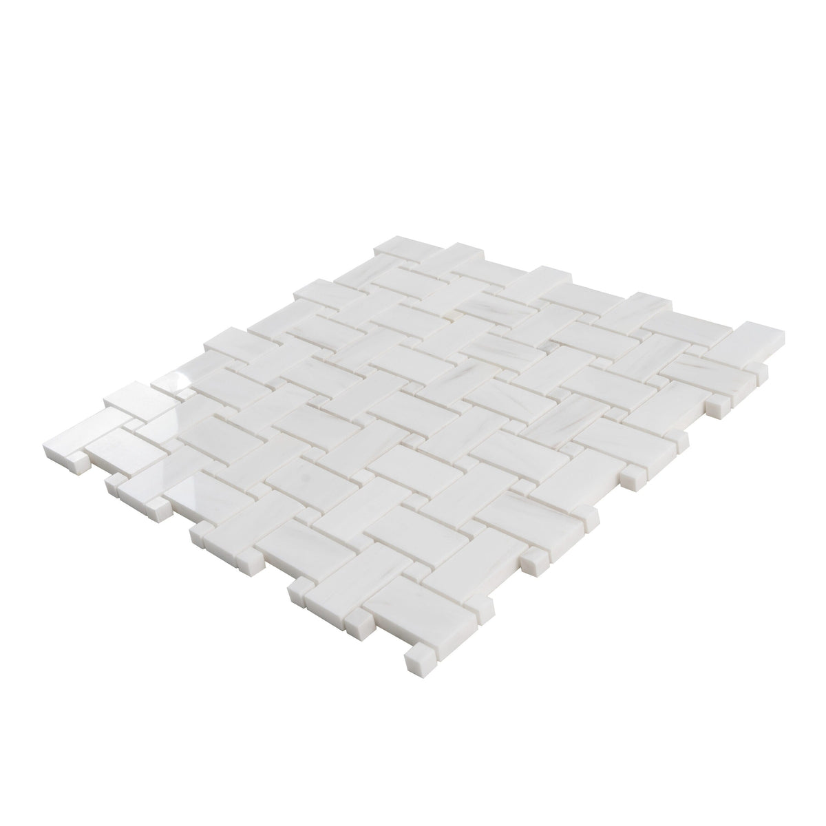Apollo Tile (Sample) Athens White 4-in x 4-in Polished Marble Basketweave Mosaic Floor and Wall Tile