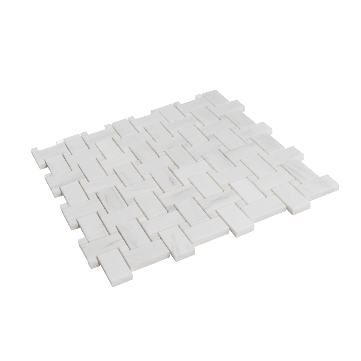 Apollo Tile (Sample) Athens White 4-in x 4-in Polished Marble Basketweave Mosaic Floor and Wall Tile