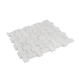 Apollo Tile (Sample) Athens White 4-in x 4-in Polished Marble Basketweave Mosaic Floor and Wall Tile