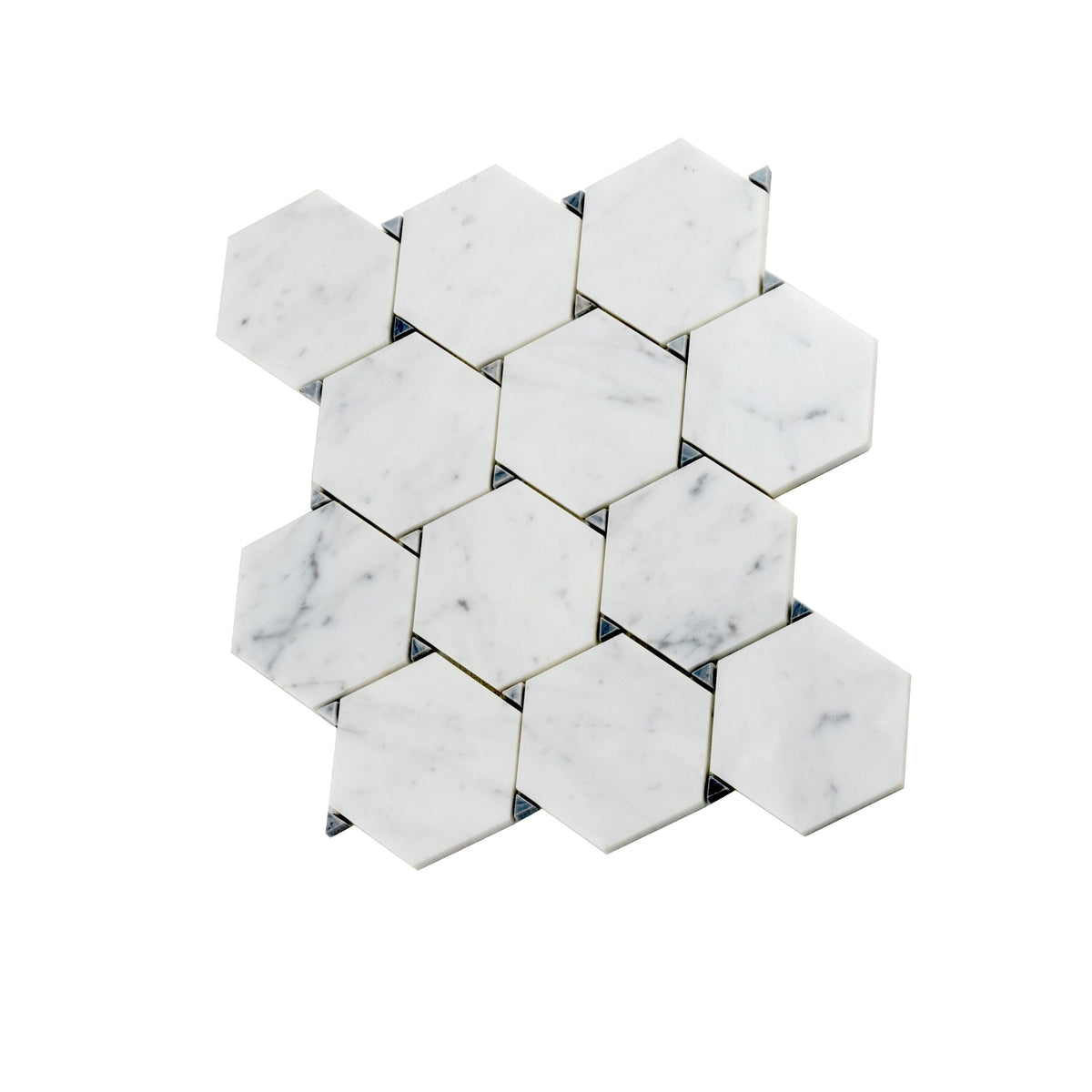 Apollo Tile (Sample) Athens White and Gray 4-in x 4-in Polished Marble Honeycomb Mosaic Floor and Wall Tile
