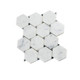 Apollo Tile (Sample) Athens White and Gray 4-in x 4-in Polished Marble Honeycomb Mosaic Floor and Wall Tile