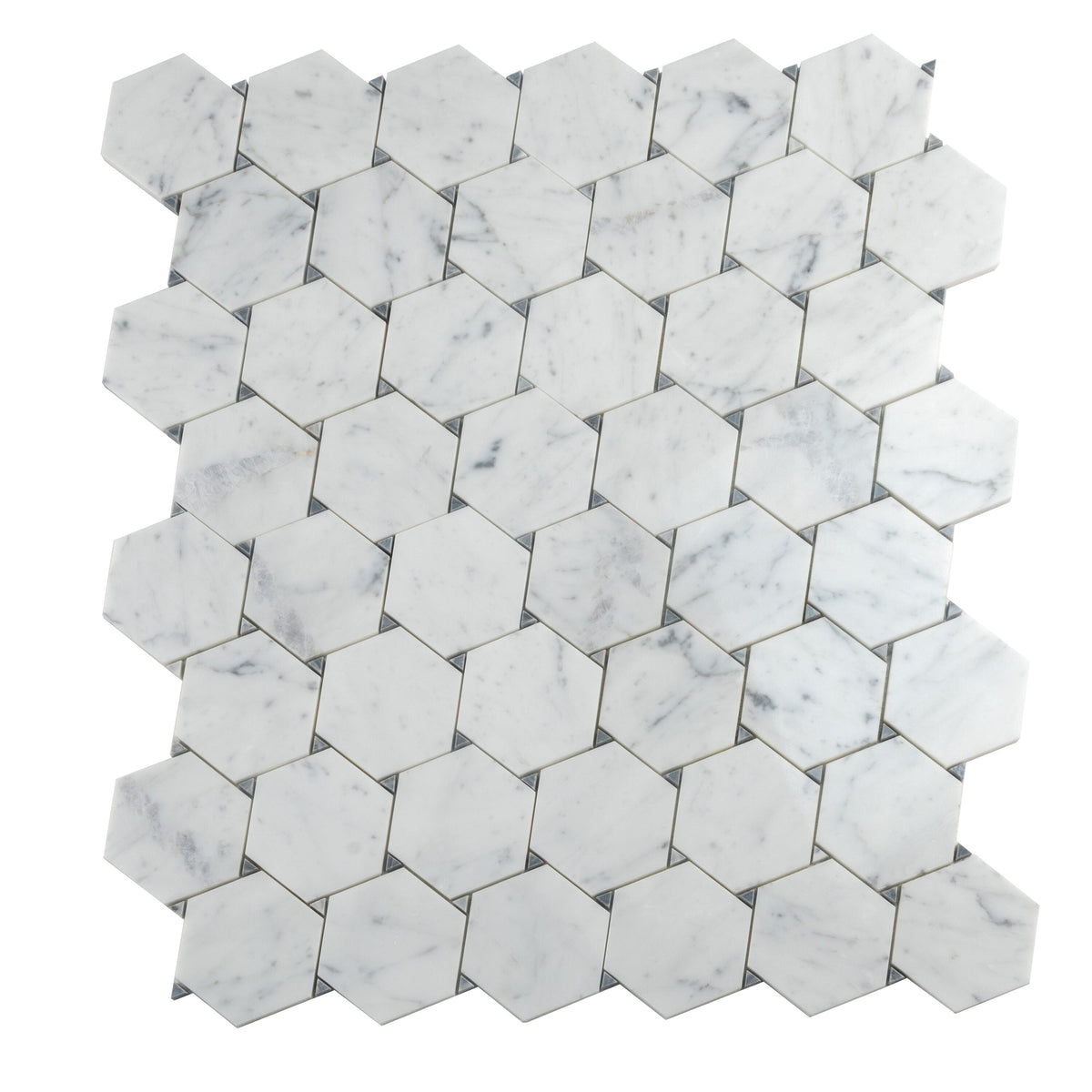 Apollo Tile (Sample) Athens White and Gray 4-in x 4-in Polished Marble Honeycomb Mosaic Floor and Wall Tile