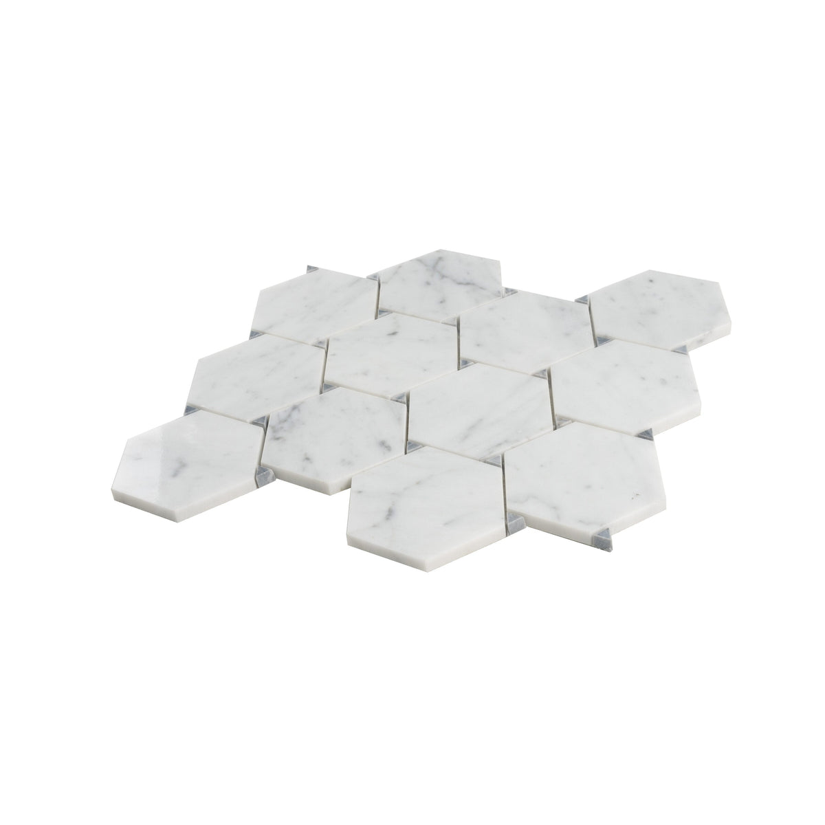 Apollo Tile (Sample) Athens White and Gray 4-in x 4-in Polished Marble Honeycomb Mosaic Floor and Wall Tile