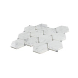 Apollo Tile (Sample) Athens White and Gray 4-in x 4-in Polished Marble Honeycomb Mosaic Floor and Wall Tile