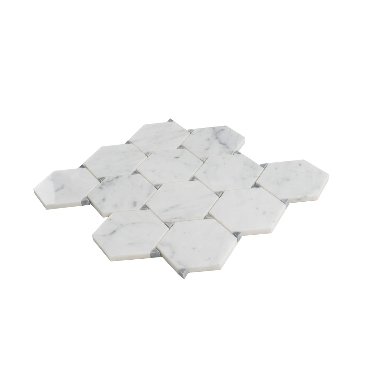 Apollo Tile Athens White and Gray 11-in x 13-in Polished Natural Stone Marble Hexagon Marble Look Floor and Wall Tile (4.73-sq. ft/ Carton)