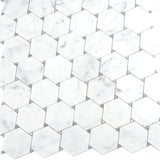 Apollo Tile (Sample) Athens White and Gray 4-in x 4-in Polished Marble Honeycomb Mosaic Floor and Wall Tile