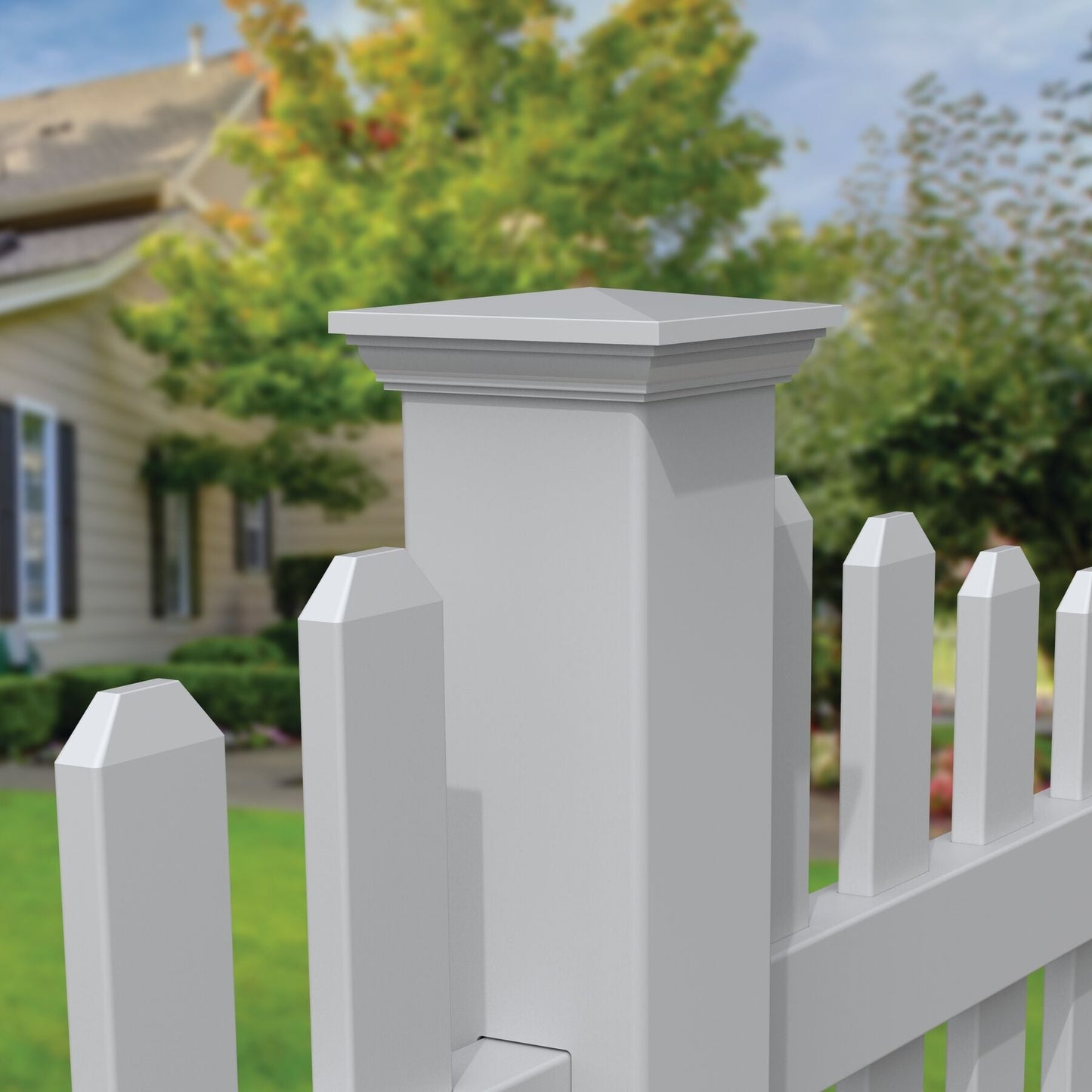 Freedom 5-in W x 5-in L White Vinyl Fence Post Top- Fits Common Post Measurement: 5-in x 5-in
