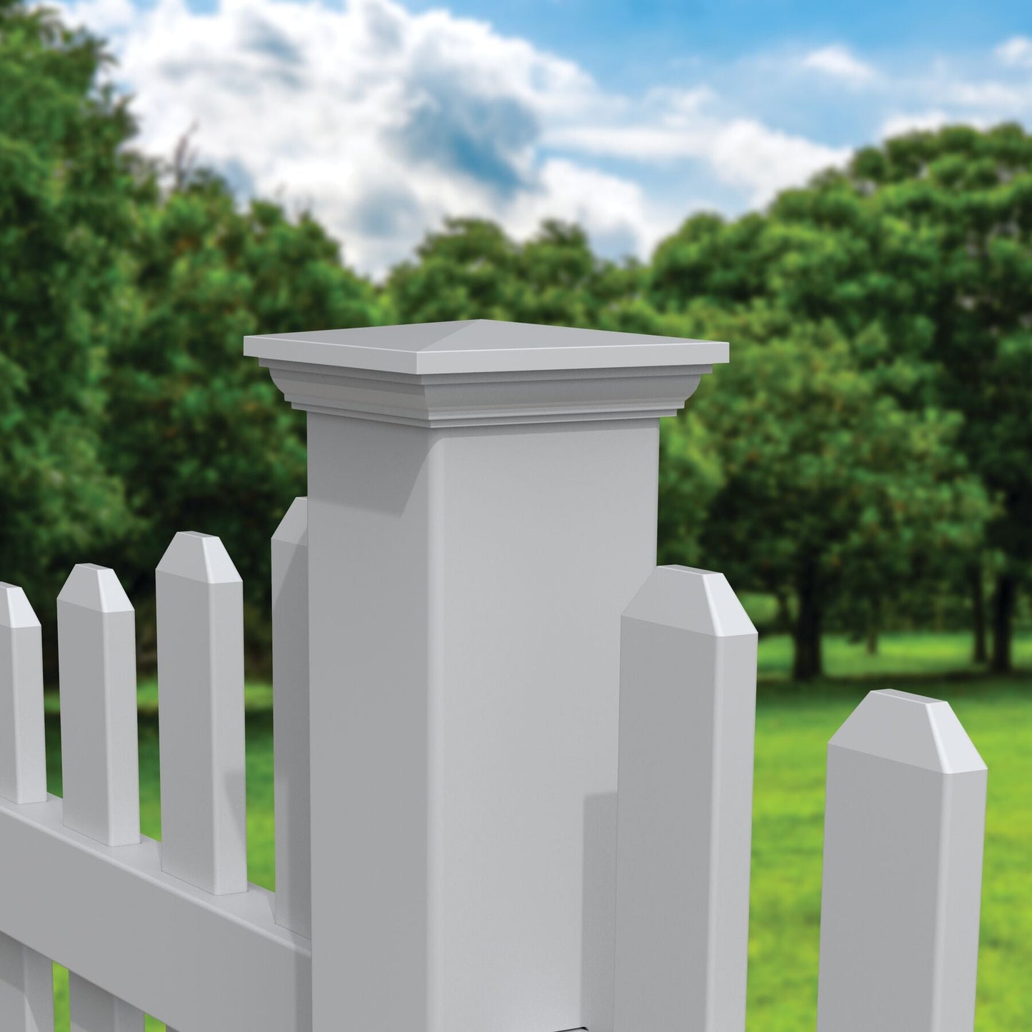 Freedom 5-in W x 5-in L White Vinyl Fence Post Top- Fits Common Post Measurement: 5-in x 5-in