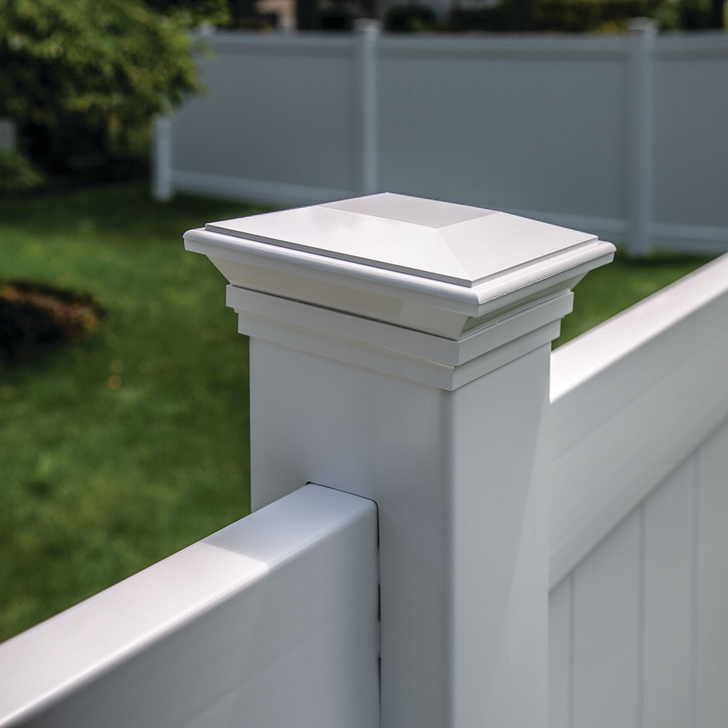 Freedom 5-in W x 5-in L White Vinyl Fence Post Cap- Fits Common Post Measurement: 5-in x 5-in