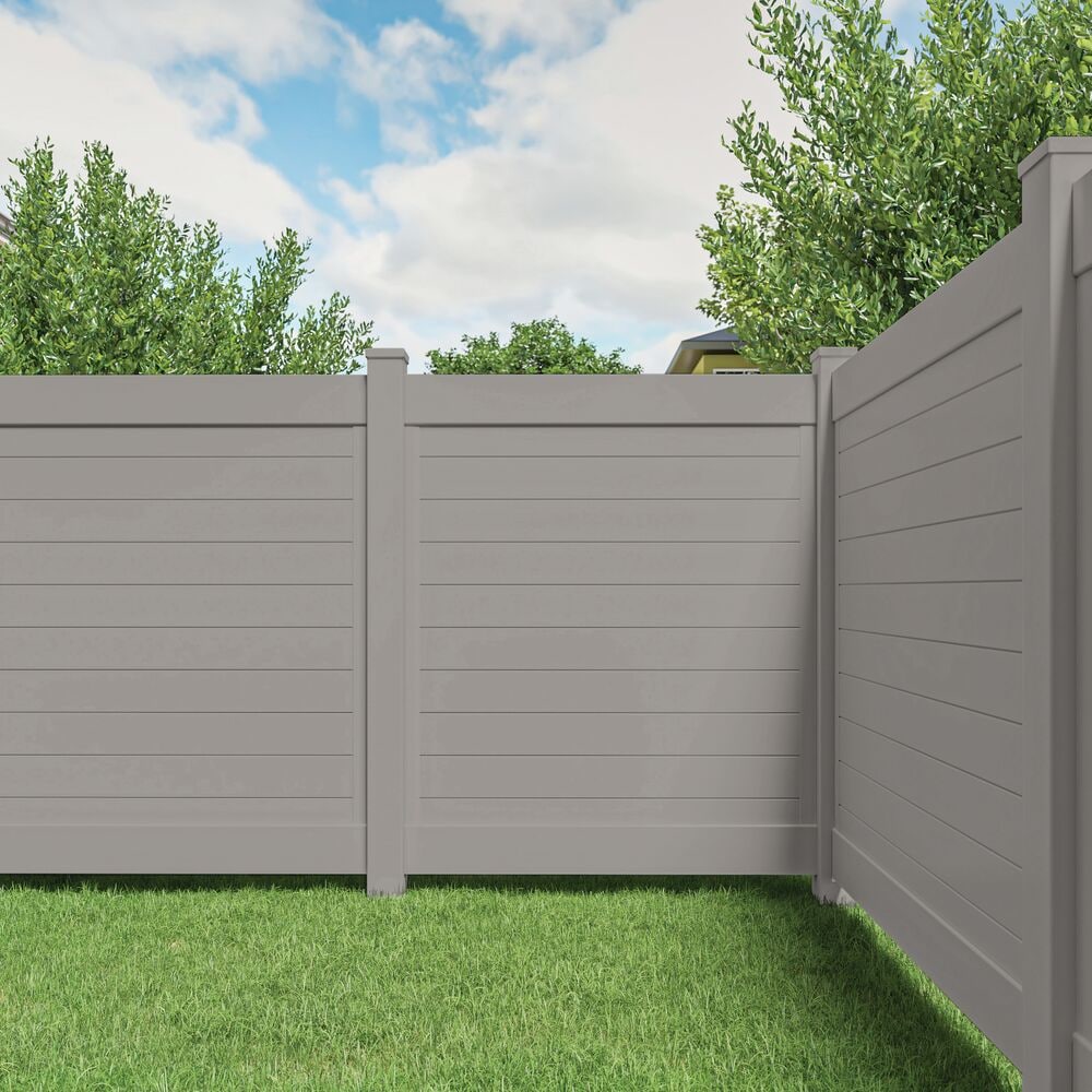Freedom Newbeck 6-ft H x 6-ft W Gray Privacy Vinyl Flat-top Fence Panel (Unassembled)