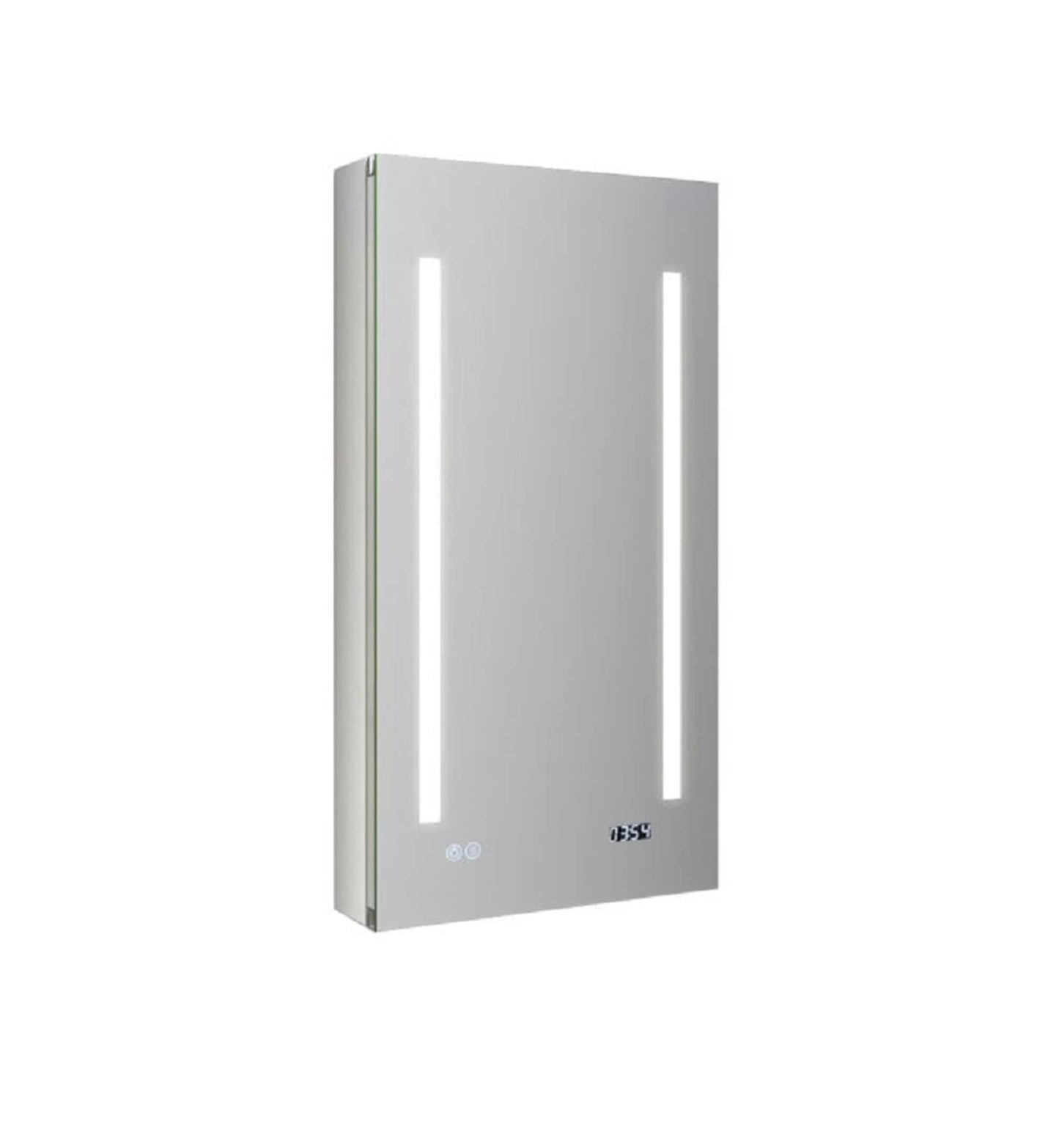 Fresca Tiempo 15-in x 30-in Lighted LED Fog Free Surface/Recessed Mount LED Mirror Mirrored Soft Close Medicine Cabinet with Outlet