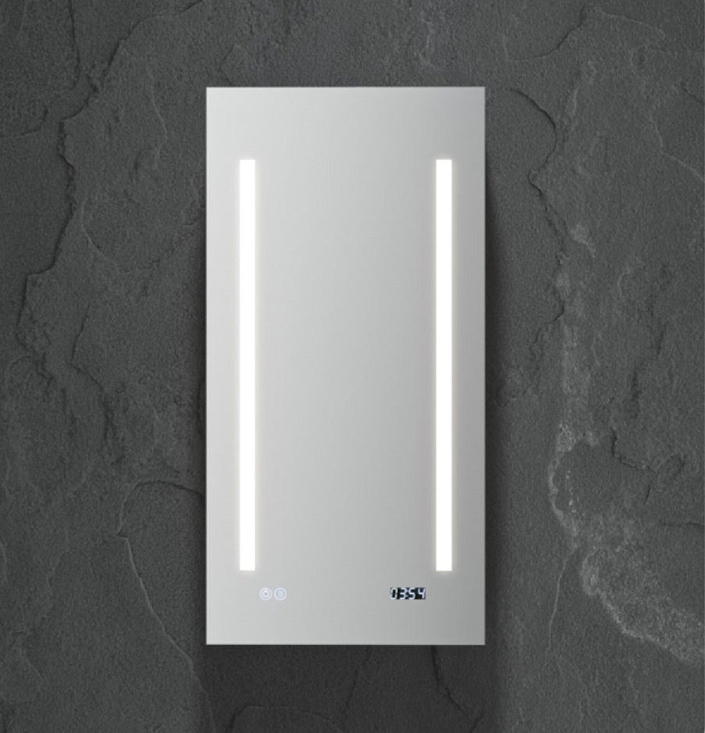Fresca Tiempo 15-in x 30-in Lighted LED Fog Free Surface/Recessed Mount LED Mirror Mirrored Soft Close Medicine Cabinet with Outlet