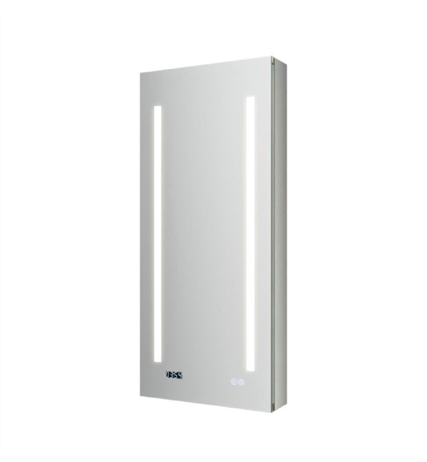 Fresca 15-in x 36-in Lighted LED Fog Free Surface/Recessed Mount LED Mirror Mirrored Soft Close Medicine Cabinet with Outlet