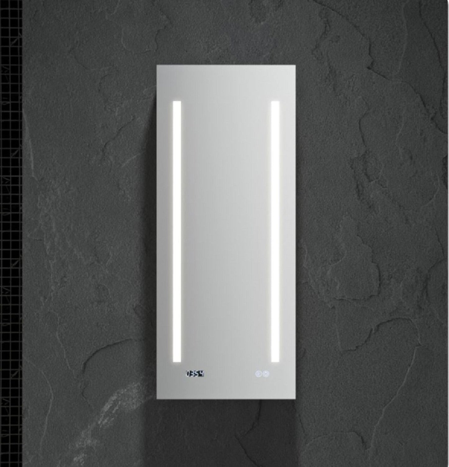 Fresca 15-in x 36-in Lighted LED Fog Free Surface/Recessed Mount LED Mirror Mirrored Soft Close Medicine Cabinet with Outlet