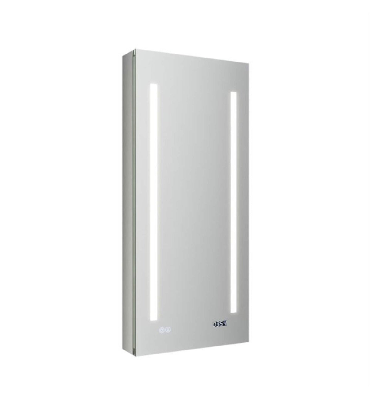Fresca 15-in x 36-in Lighted LED Fog Free Surface/Recessed Mount LED Mirror Mirrored Soft Close Medicine Cabinet with Outlet