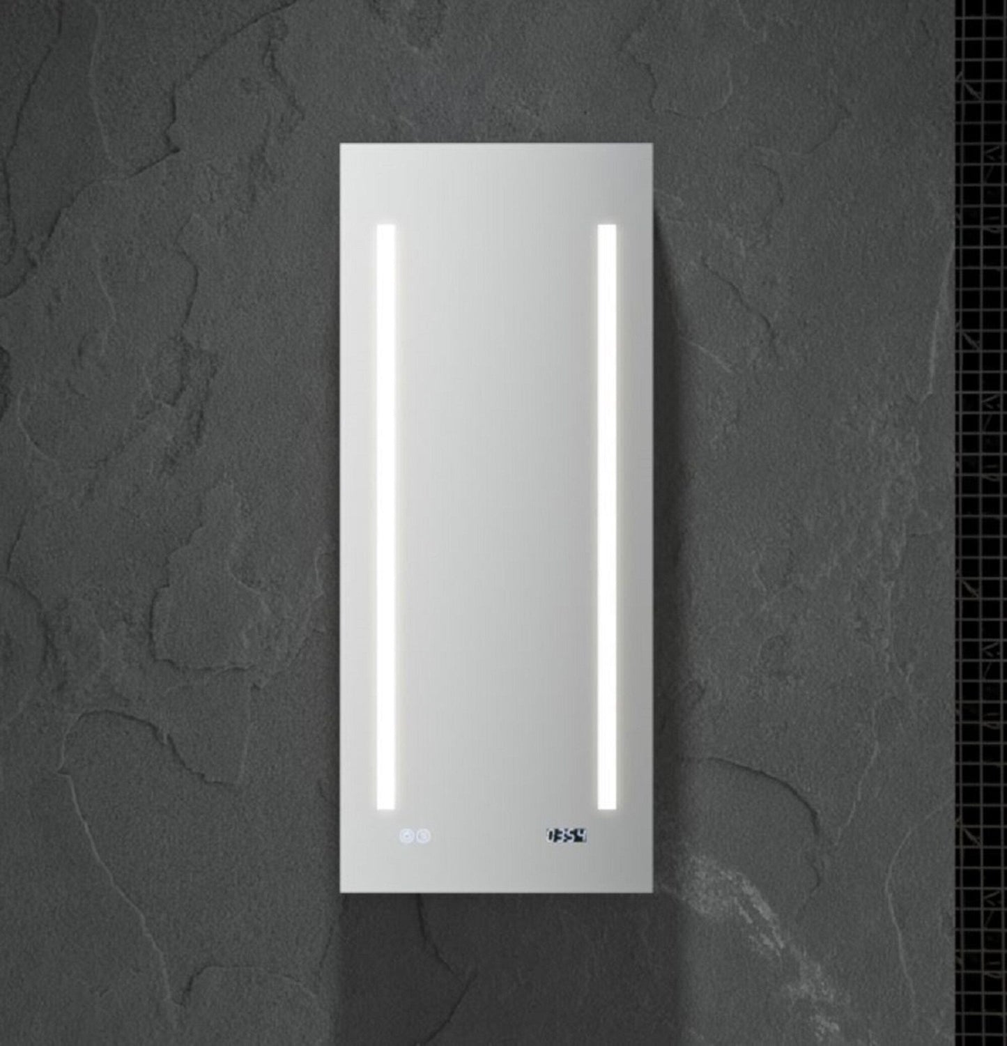 Fresca 15-in x 36-in Lighted LED Fog Free Surface/Recessed Mount LED Mirror Mirrored Soft Close Medicine Cabinet with Outlet
