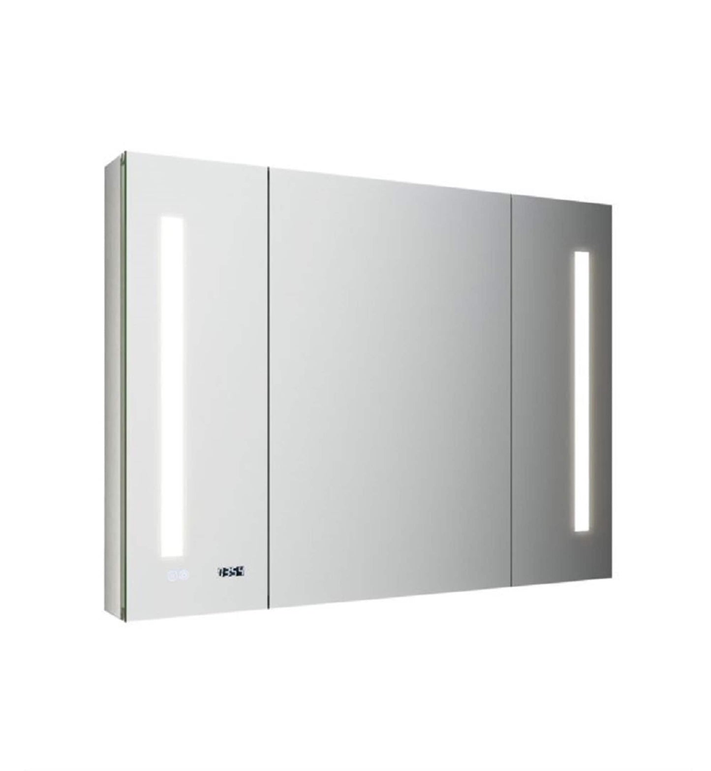 Fresca 40-in x 30-in Lighted LED Fog Free Surface/Recessed Mount LED Mirror Mirrored Soft Close Medicine Cabinet with Outlet