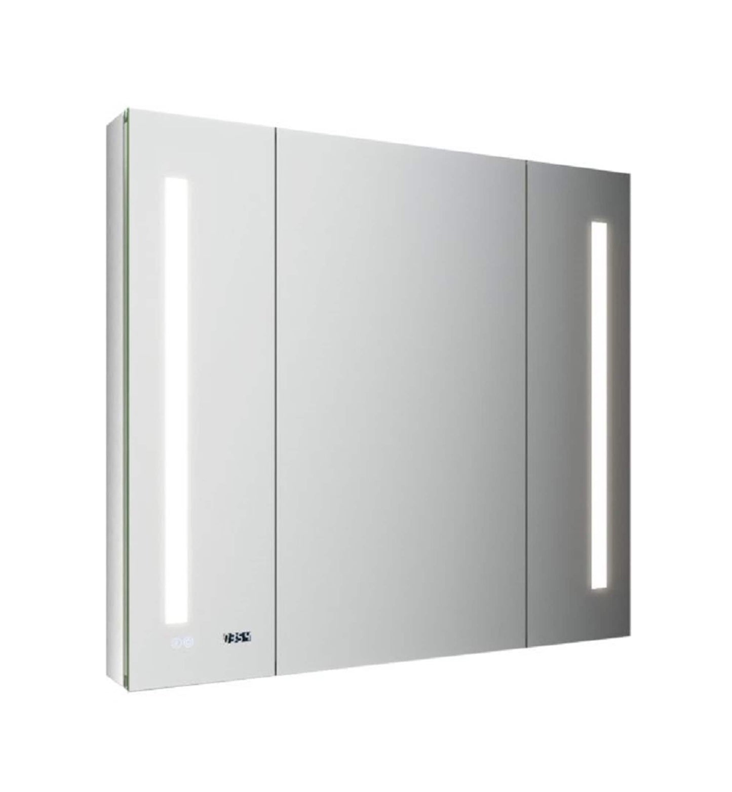 Fresca 40-in x 36-in Lighted LED Fog Free Surface/Recessed Mount LED Mirror Mirrored Soft Close Medicine Cabinet with Outlet