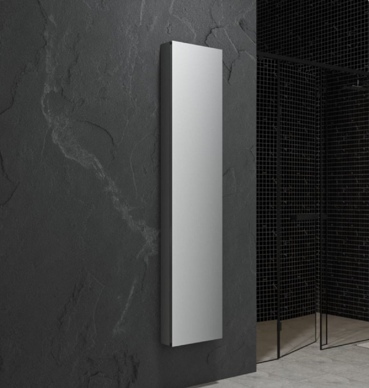 Fresca 15-in x 70-in Fog Free Surface/Recessed Mount Anodized Aluminum Mirrored Soft Close Medicine Cabinet