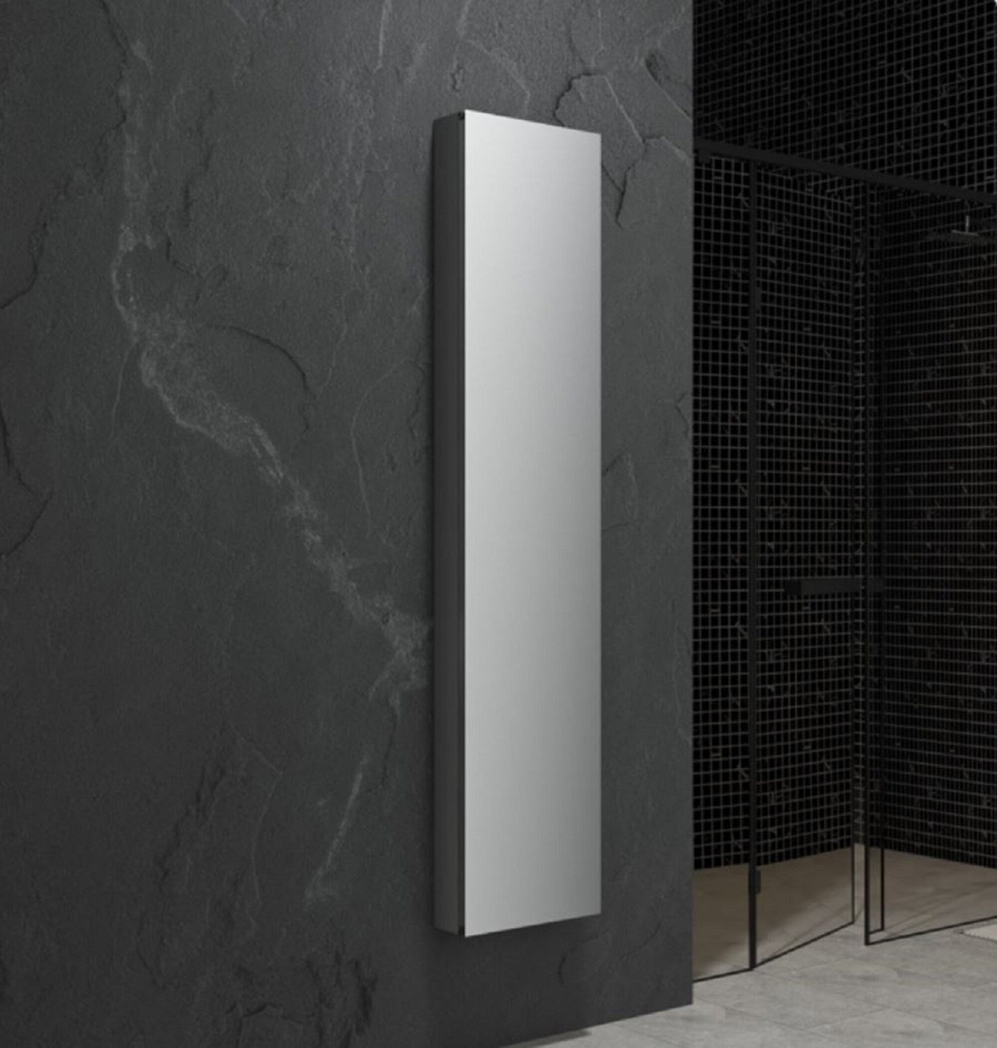 Fresca 15-in x 70-in Fog Free Surface/Recessed Mount Anodized Aluminum Mirrored Soft Close Medicine Cabinet