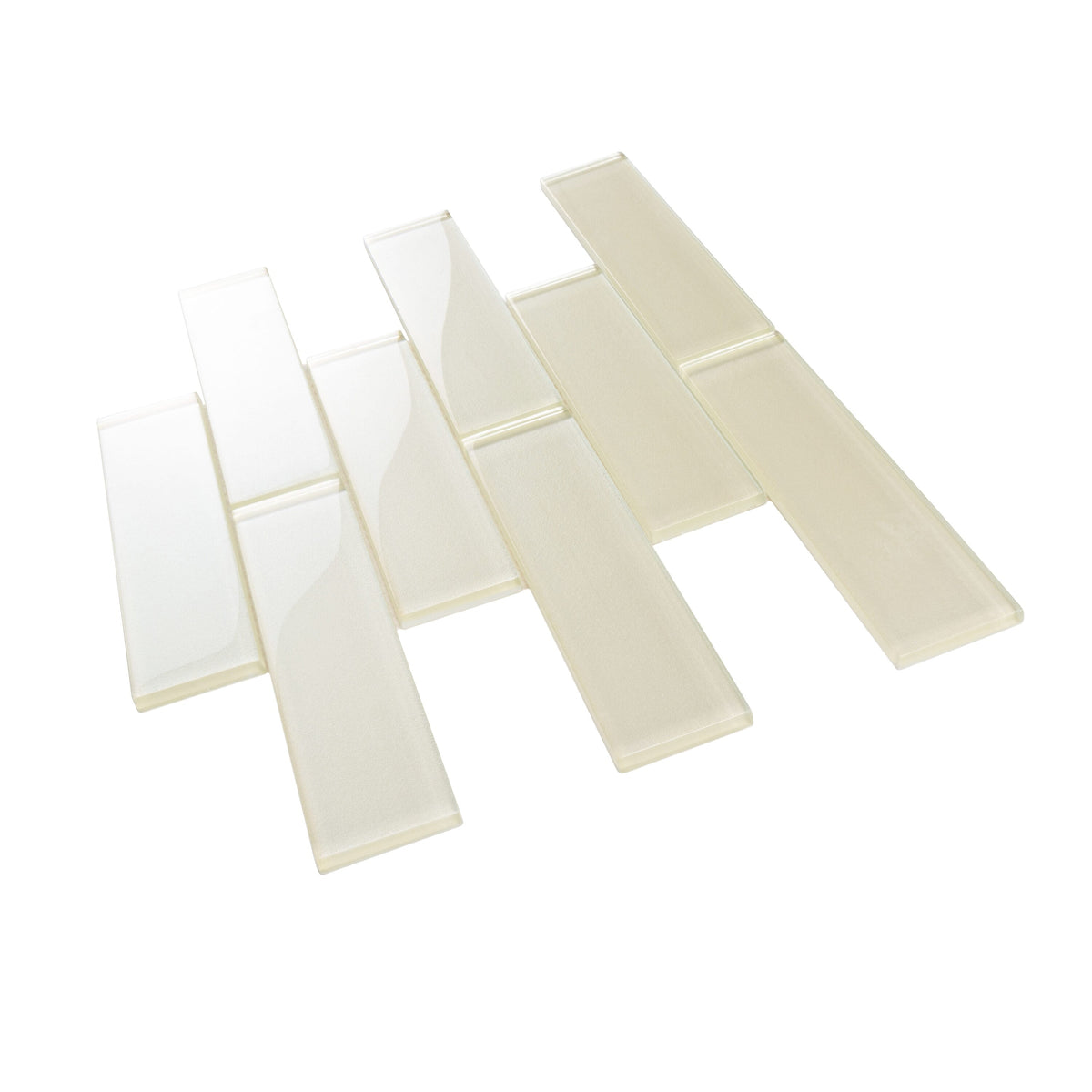 Apollo Tile (Sample) White 2-in x 8-in Glossy Glass Brick Subway Floor and Wall Tile