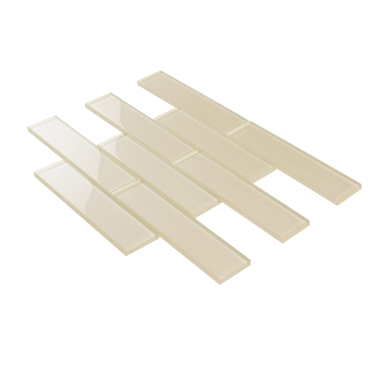 Apollo Tile (Sample) Cosmos Bone White 4-in x 4-in Glossy Marble Brick Mosaic Wall Tile