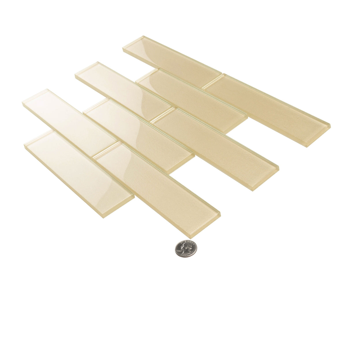Apollo Tile (Sample) Cosmos Bone White 4-in x 4-in Glossy Marble Brick Mosaic Wall Tile