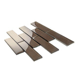 Apollo Tile (Sample) Cosmos Ash Gray 4-in x 4-in Glossy Glass Brick Mosaic Wall Tile