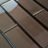 Apollo Tile (Sample) Cosmos Ash Gray 4-in x 4-in Glossy Glass Brick Mosaic Wall Tile