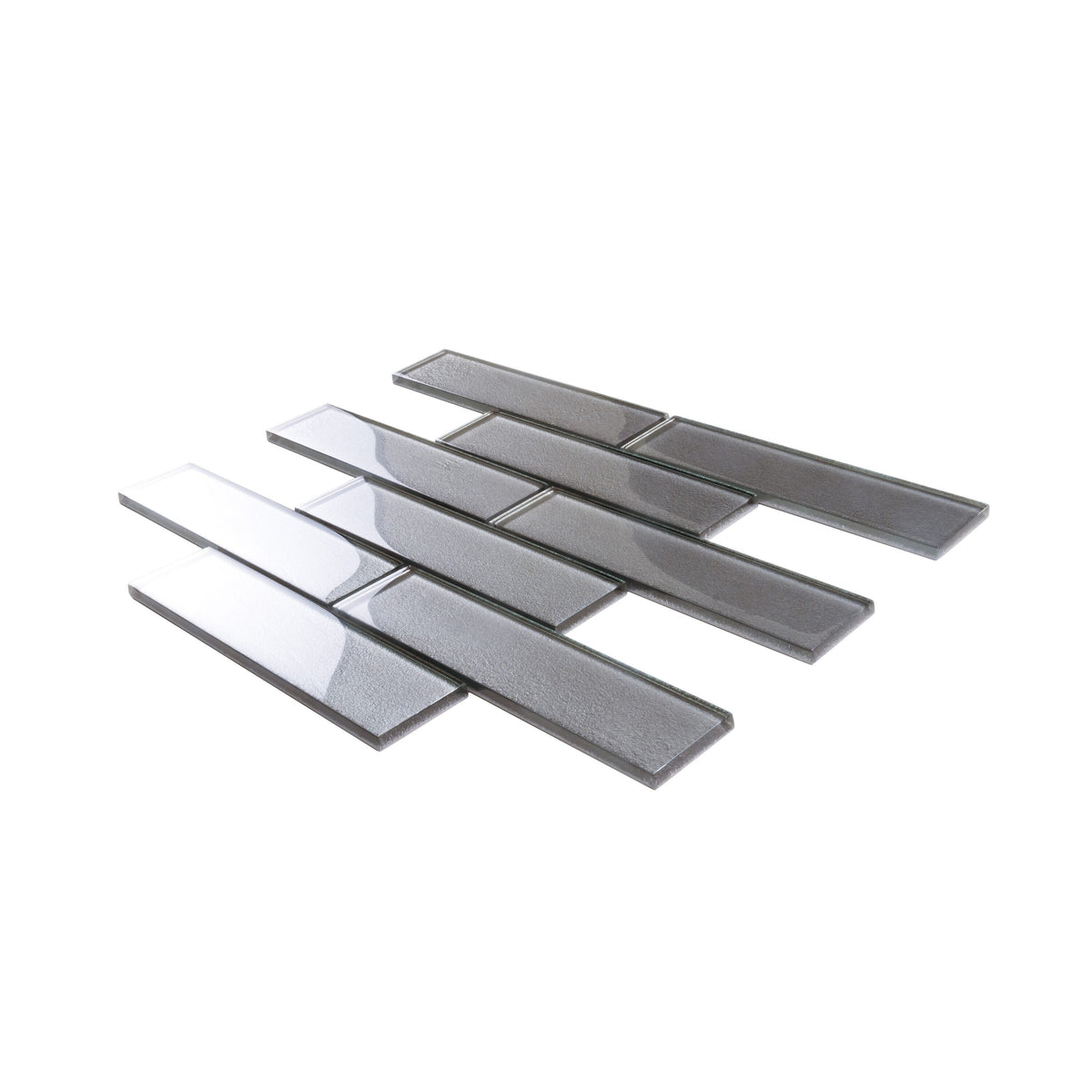 Apollo Tile (Sample) Cosmos Light Gray 4-in x 4-in Glossy Glass Brick Mosaic Wall Tile