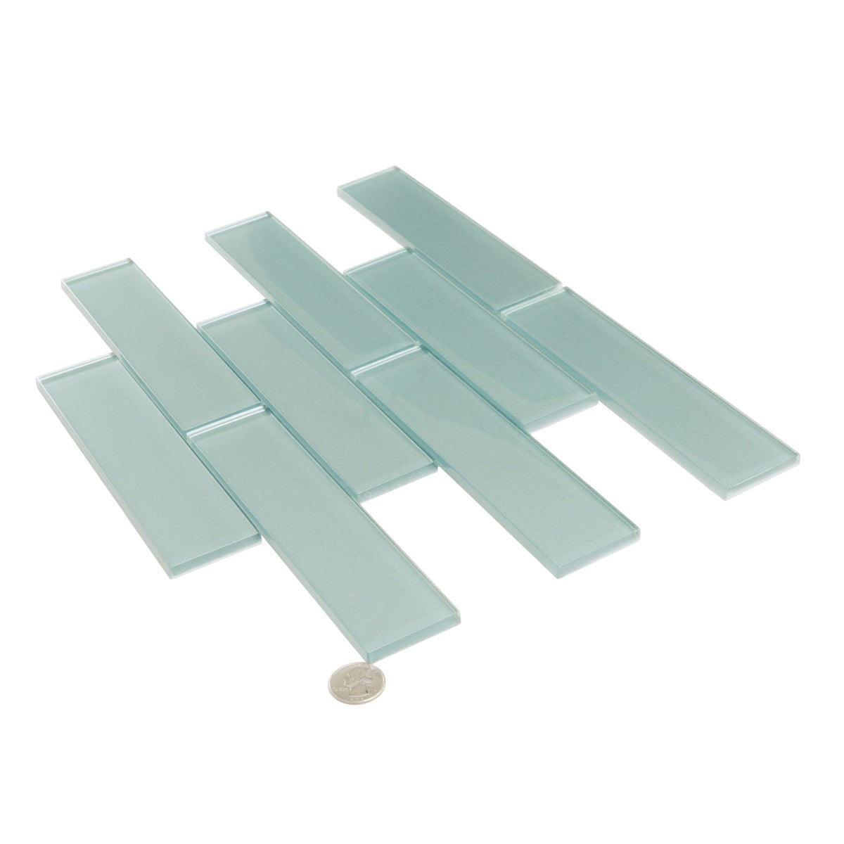 Apollo Tile (Sample) Cosmos Turkish Blue 4-in x 4-in Glossy Glass Brick Mosaic Wall Tile