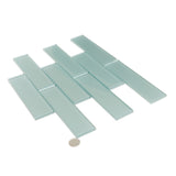 Apollo Tile (Sample) Cosmos Turkish Blue 4-in x 4-in Glossy Glass Brick Mosaic Wall Tile