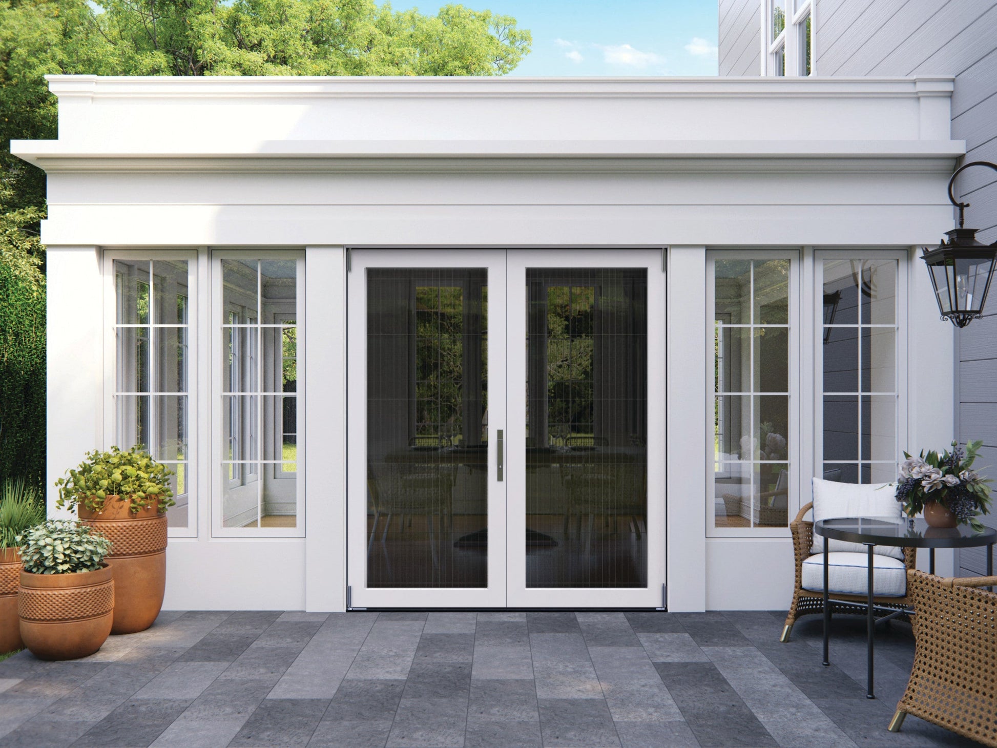 JELD-WEN 72-in x 80-in Fiberglass Folding, Right-hand folding – installed room view