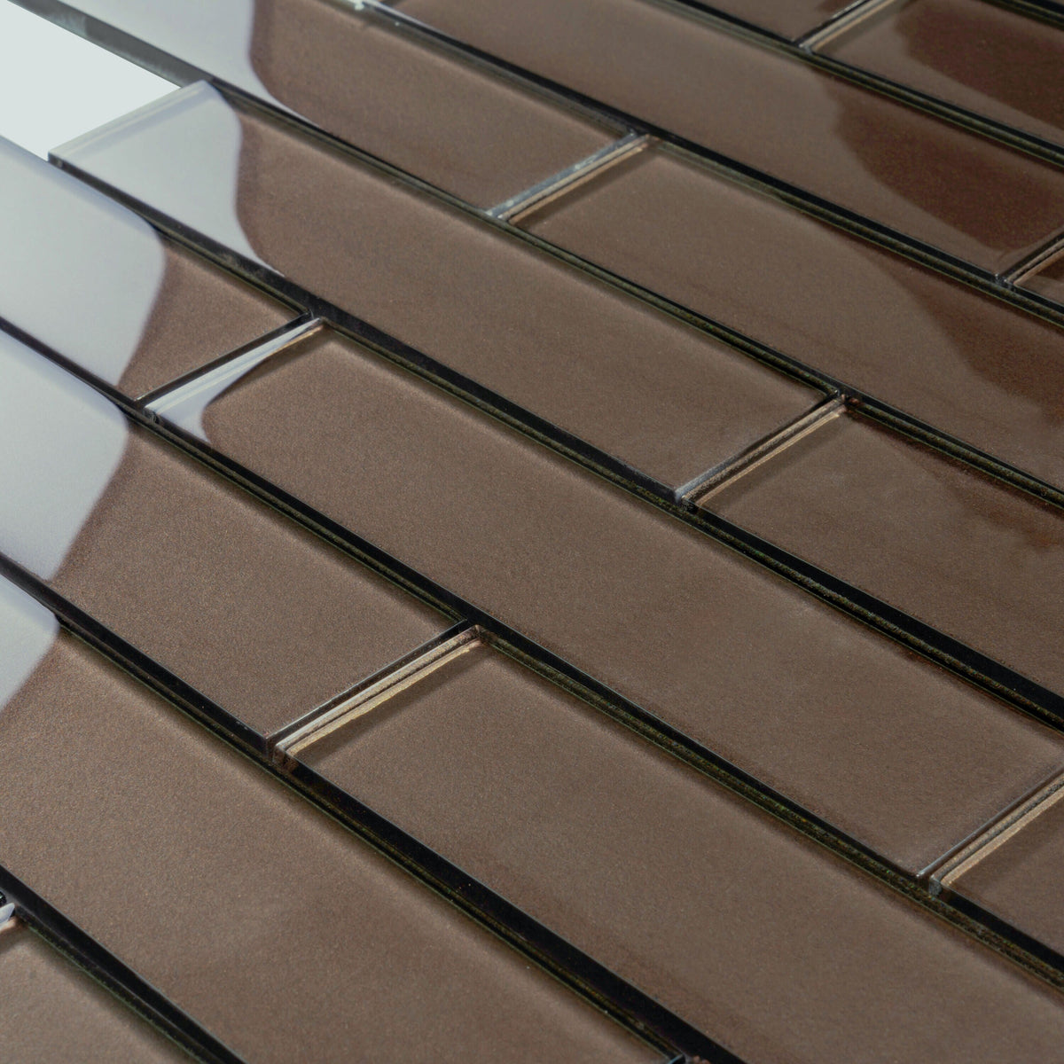 Apollo Tile (Sample) Cosmos Ash Gray 4-in x 4-in Glossy Glass Brick Mosaic Wall Tile