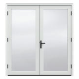 JELD-WEN F-4500 72-in x 80-in 4-9/16-in Low-E Primed Fiberglass French Right-Hand Outswing Double Patio Door