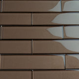 Apollo Tile (Sample) Cosmos Ash Gray 4-in x 4-in Glossy Glass Brick Mosaic Wall Tile