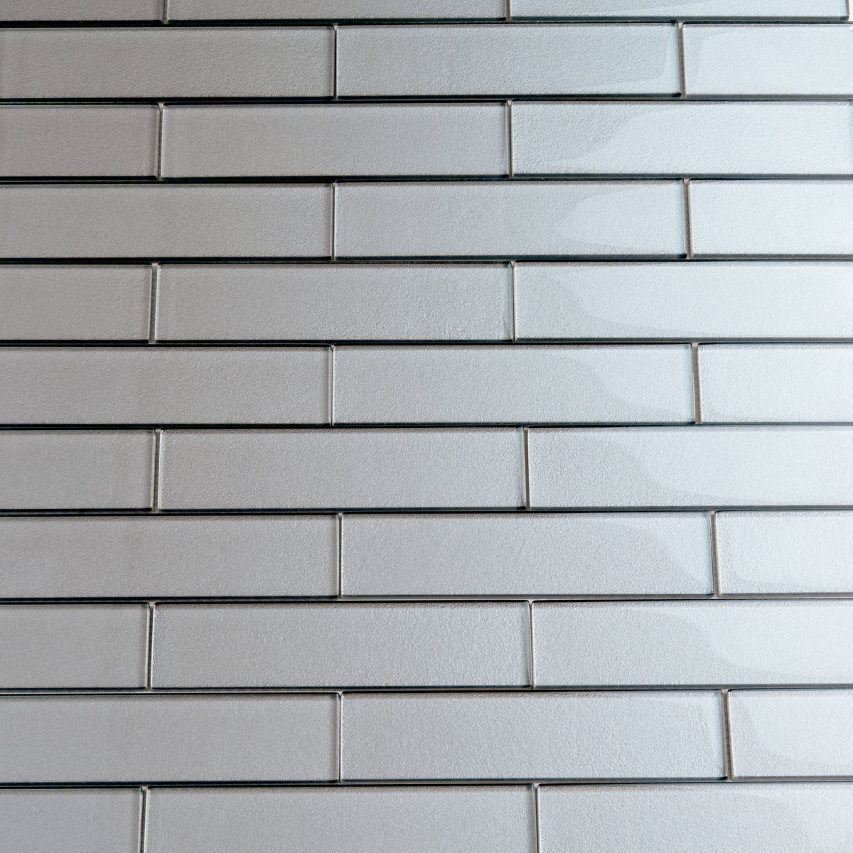 Apollo Tile (Sample) Cosmos Light Gray 4-in x 4-in Glossy Glass Brick Mosaic Wall Tile