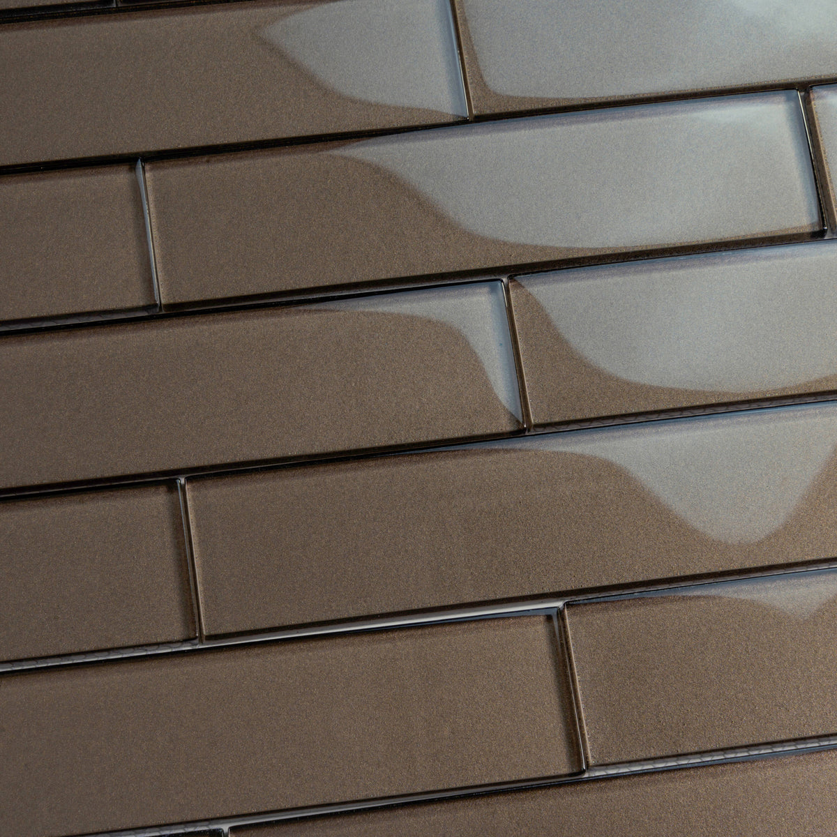 Apollo Tile (Sample) Cosmos Ash Gray 4-in x 4-in Glossy Glass Brick Mosaic Wall Tile