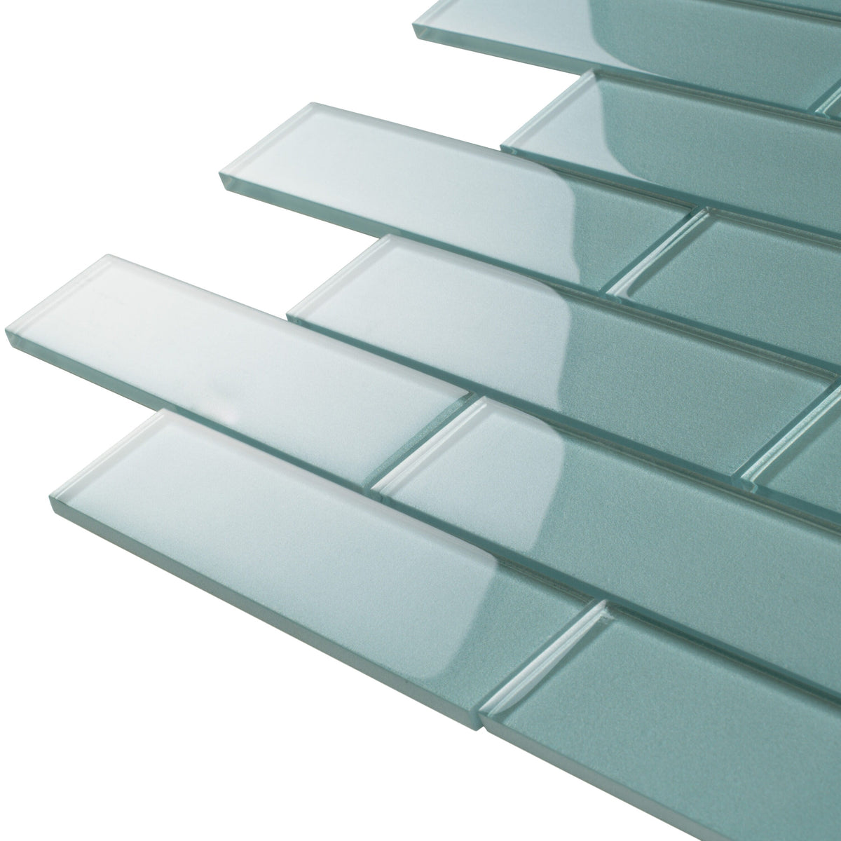 Apollo Tile (Sample) Cosmos Turkish Blue 4-in x 4-in Glossy Glass Brick Mosaic Wall Tile