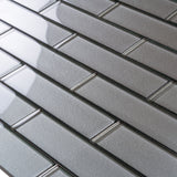 Apollo Tile (Sample) Cosmos Light Gray 4-in x 4-in Glossy Glass Brick Mosaic Wall Tile