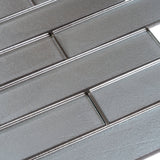 Apollo Tile (Sample) Cosmos Light Gray 4-in x 4-in Glossy Glass Brick Mosaic Wall Tile