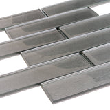 Apollo Tile (Sample) Cosmos Light Gray 4-in x 4-in Glossy Glass Brick Mosaic Wall Tile