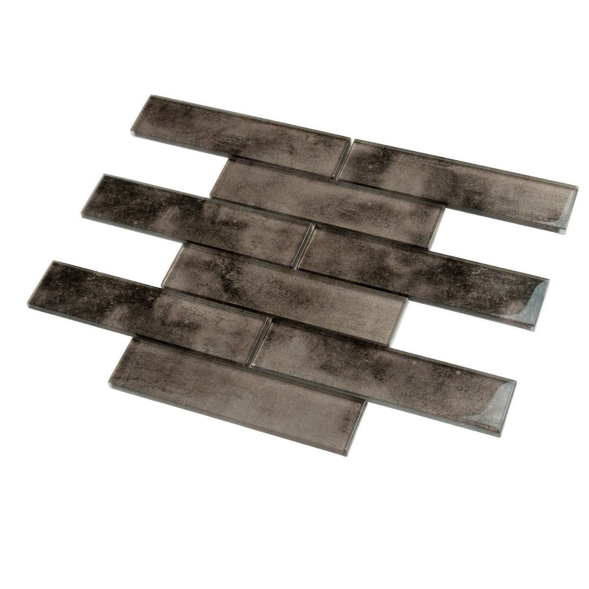Apollo Tile (Sample) Cosmos Dark Gray 4-in x 4-in Glossy Glass Brick Mosaic Wall Tile
