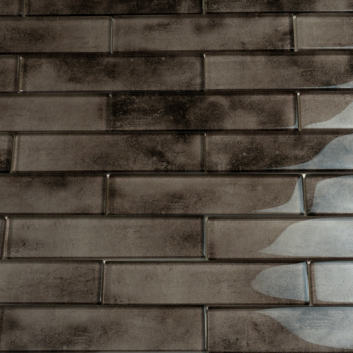 Apollo Tile (Sample) Cosmos Dark Gray 4-in x 4-in Glossy Glass Brick Mosaic Wall Tile
